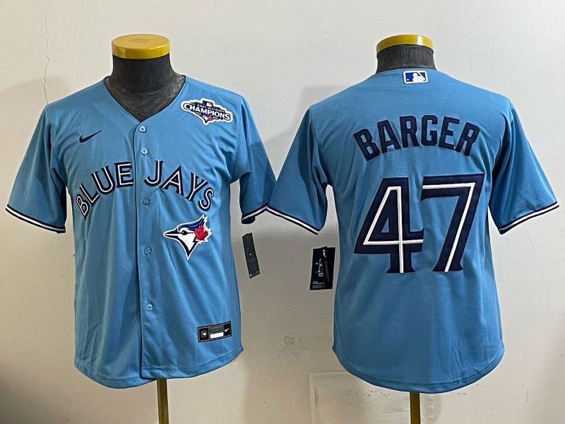 Youth 2025 Nike Toronto Blue Jays #47 Barger Light Blue Game MLB Jersey 02